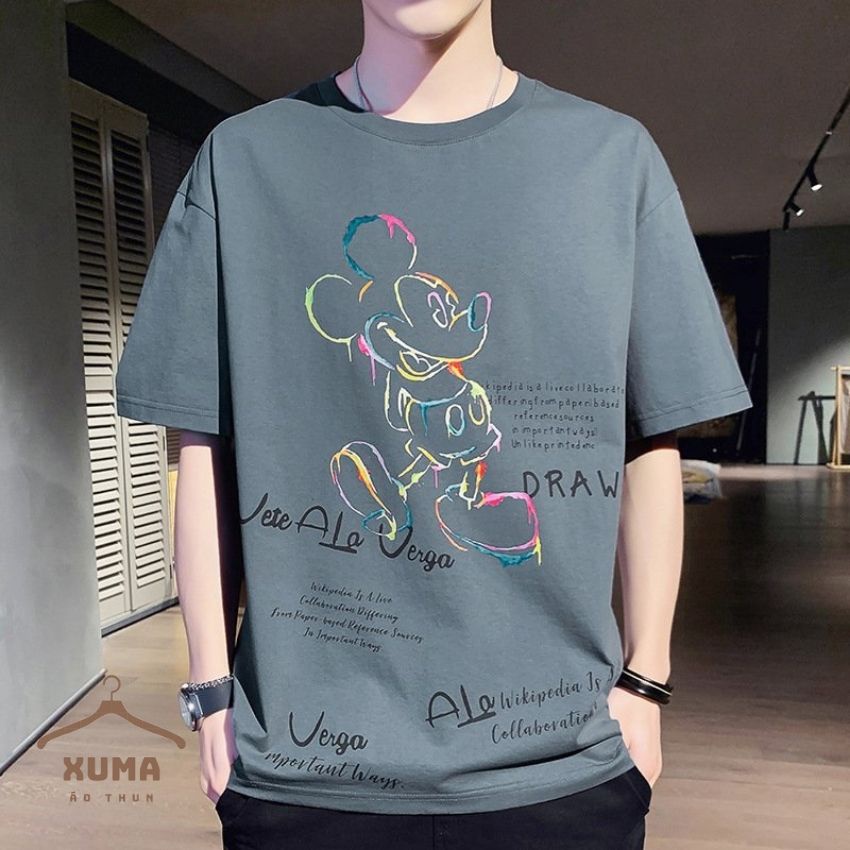 [ FREE SHIP ] Áo phông áo thun nam tay ngắn cổ tròn chất thun lạnh co giãn 4 chiều hình mickey xuma