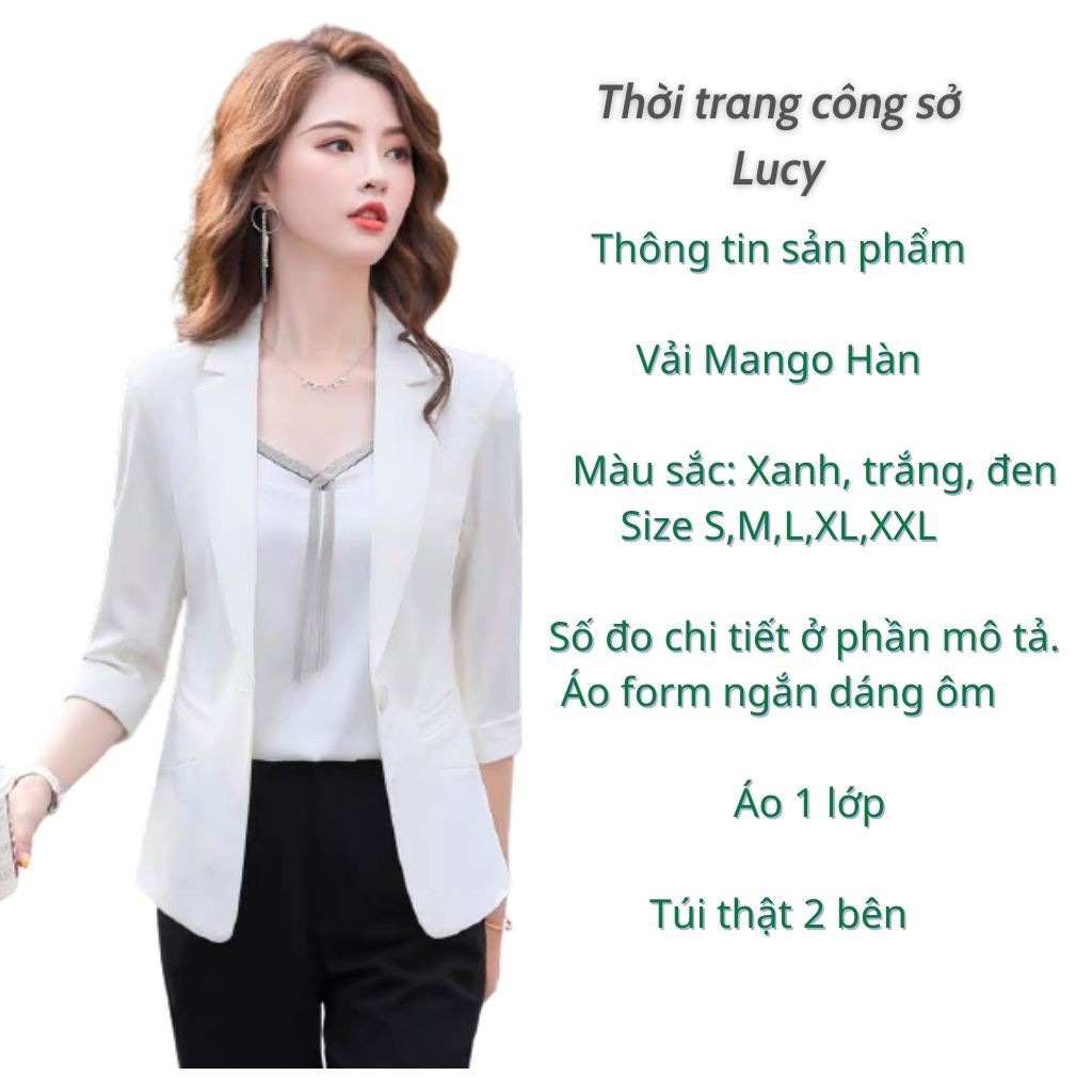 Áo vest công sở nữ Lucy tay lỡ dáng ngắn form ôm 2 màu xanh và đen