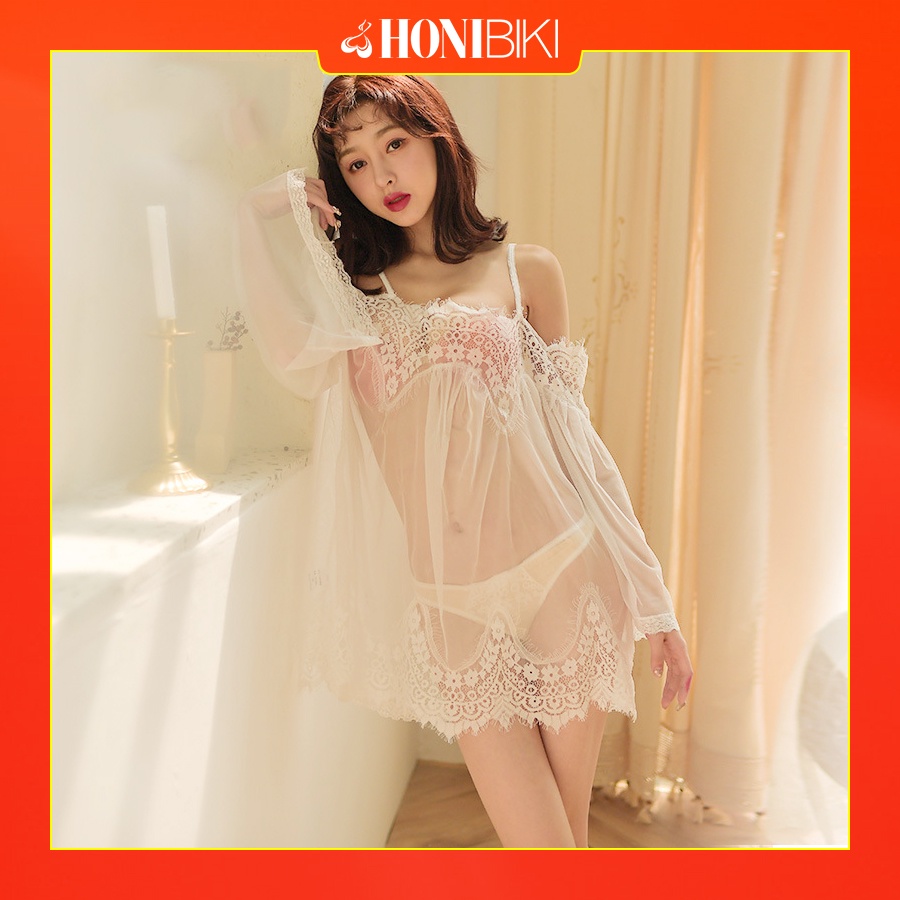Váy ngủ sexy lông mi ren khâu lưới dây dành cho nữ HONIBIKI Mã VN01 | BigBuy360 - bigbuy360.vn