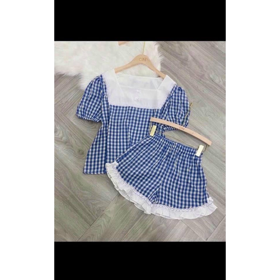 ☀️HOT SALE☀️ Sét Caro Phối Ren Cực Xinh Vải Đẹp Cho Các Nàng Bigsize