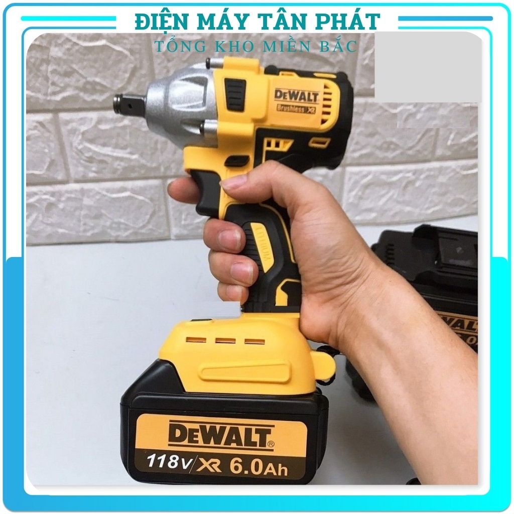 Máy bắn bắt siết ốc vít bulong DEWALT 118V 100% đồng KHÔNG CHỔI THAN, Pin 10 Cell