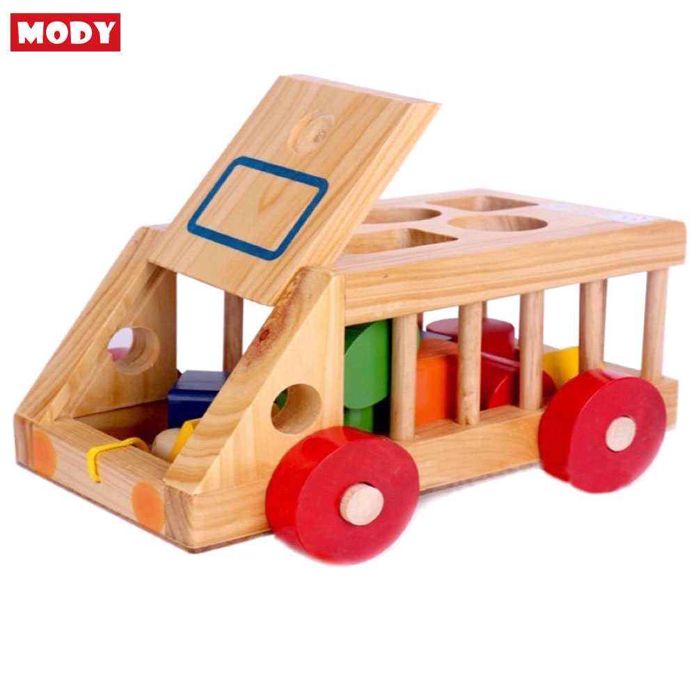 Ô tô thả hình xe cũi thả hình đồ chơi giáo dục montessori phát triển toán học và khả năng phán đoán cho trẻ MODY M682215