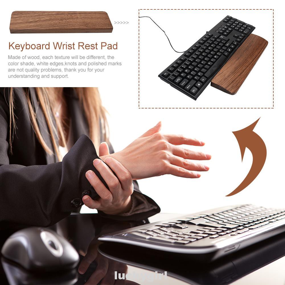 Comfortable Durable Ergonomic Gaming Non Slip Computer Accessories Polished Surface Walnut Wood Keyboard Wrist Rest Pad