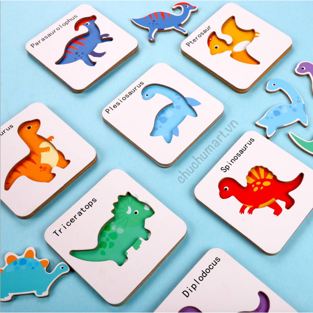 Flashcard thẻ nhận biết gỗ ghép hình, đồ chơi giáo dục cho bé 2 tuổi