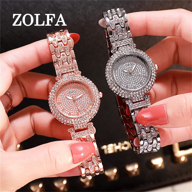 ZOLFA Fashion Stainless Steel Belt Ladies Watches Luxury Starry Sky Rhinestone Womens Quartz Wristwatch Alloy Dress Ladies Watches Đồng hồ nữ