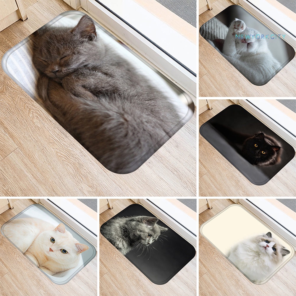 Thảm lót cửa chùi chân Chống Trượt In Hình Mèo 3D