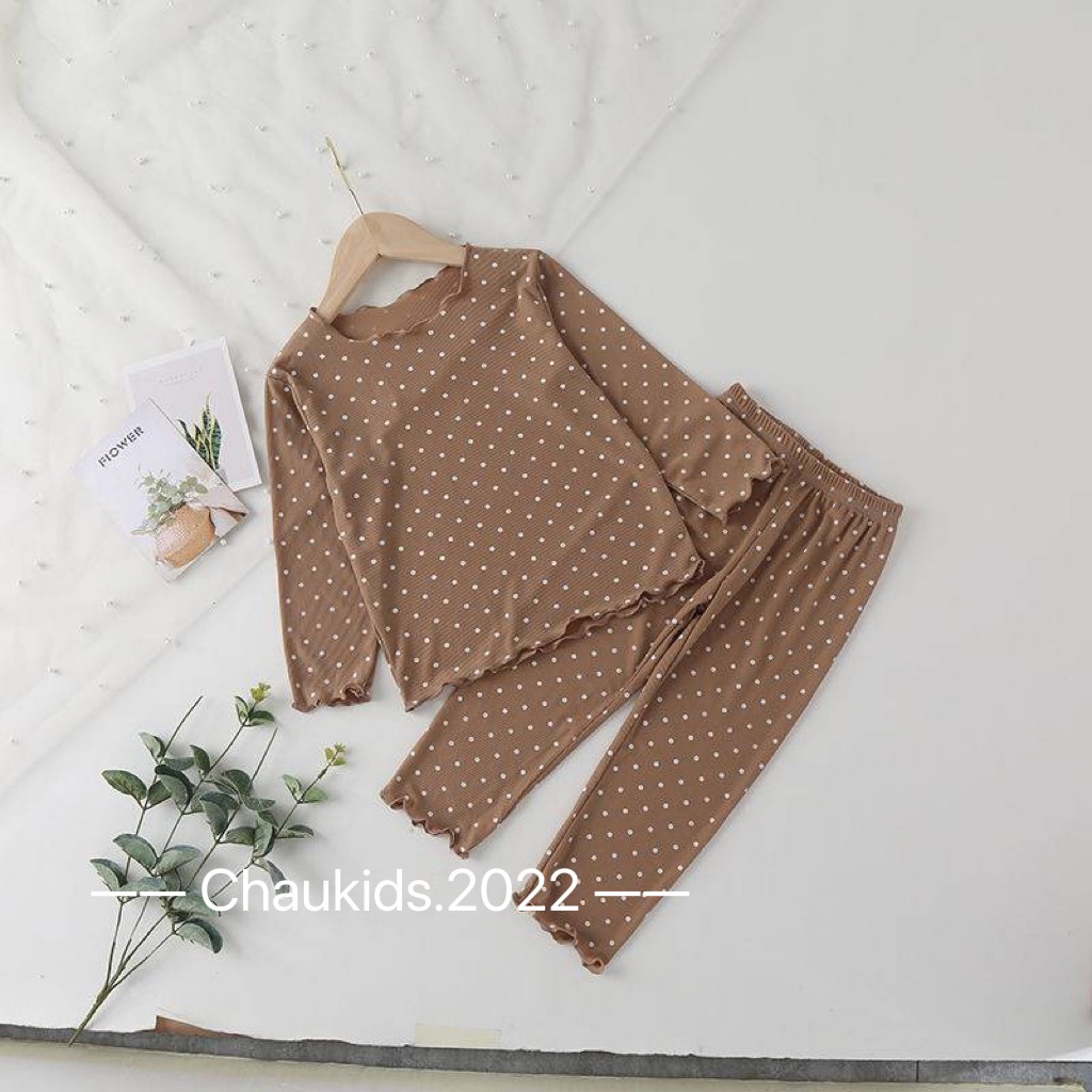 SALE BỘ DÀI TAYTĂM LẠNH CHẤM BI BÉ GÁI CAO CẤP