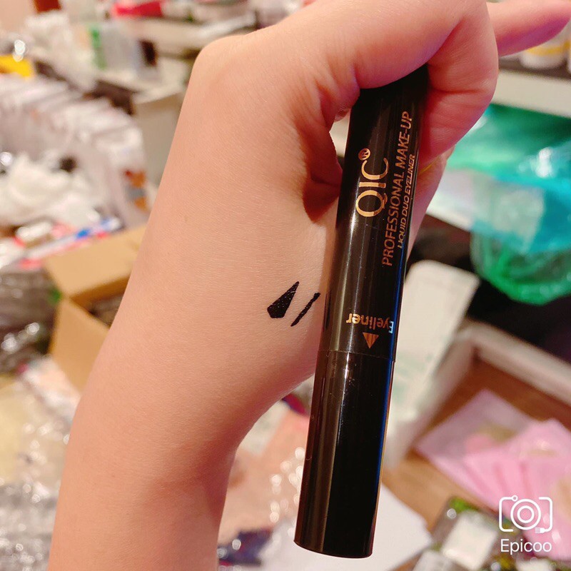 Bút kẻ mắt hai đầu,Bút kẻ mắt QIC, CHỐNG NƯỚC, ( KÈM VIDEO VÀ ẢNH HƯỚNG DẪN