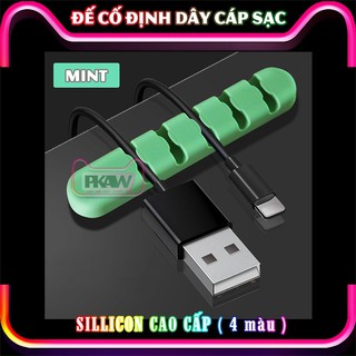 Đế đỡ cố định dây cáp sạc điện thoại, tai nghe và các loại dây - Xanh Mint (kèm miếng dán 3M dưới đáy đế)