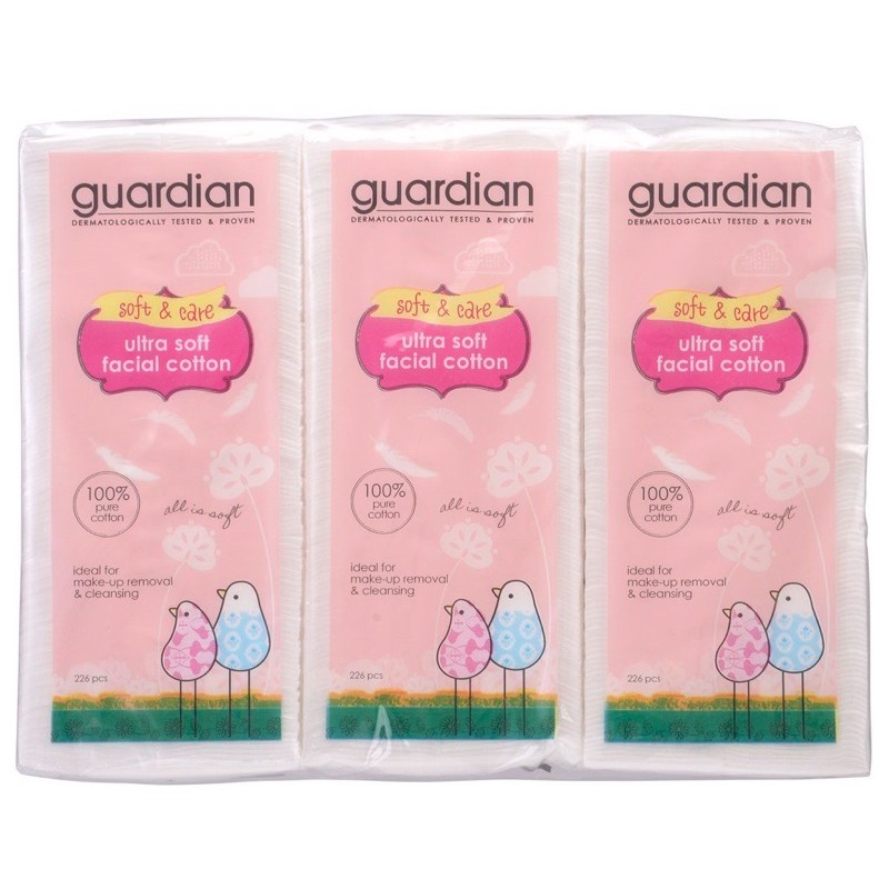 3 Gói Bông Tẩy Trang Guardian Ultra Soft Facial Cotton 260 Miếng