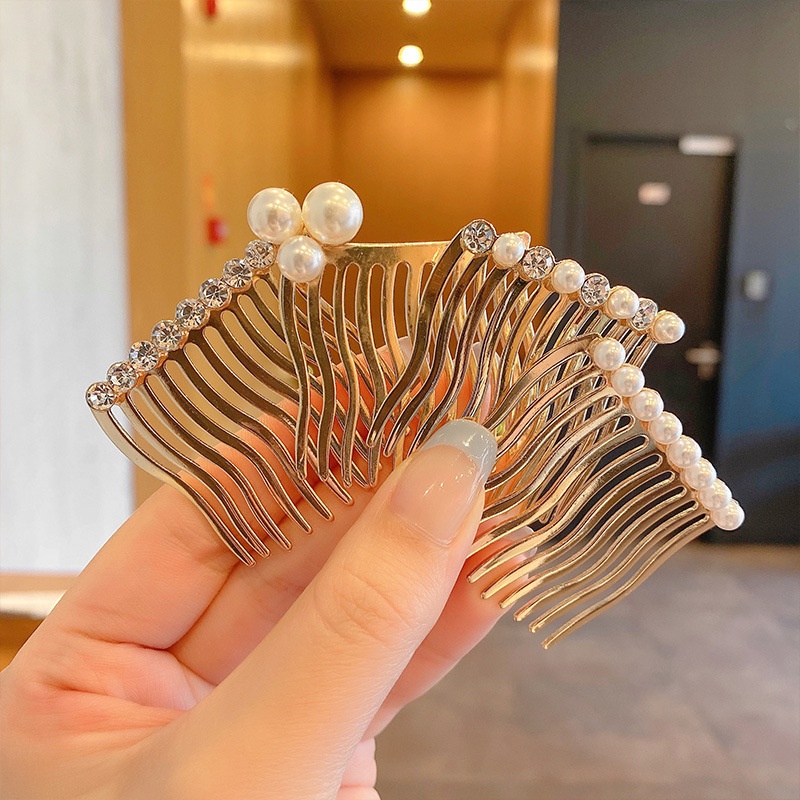 Lược Cài Tóc Đính Ngọc Trai Nhân Tạo Thiết Kế Đơn Giản Phong Cách Hàn Quốc