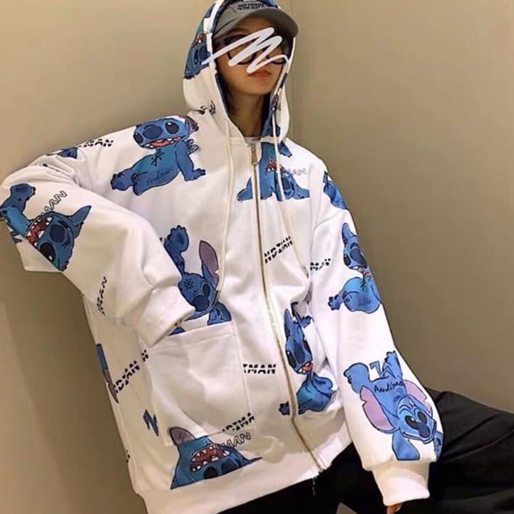 Áo khoác nỉ dáng rộng / Áo khoác oversize Stitch 3D xanh AK03 | BigBuy360 - bigbuy360.vn