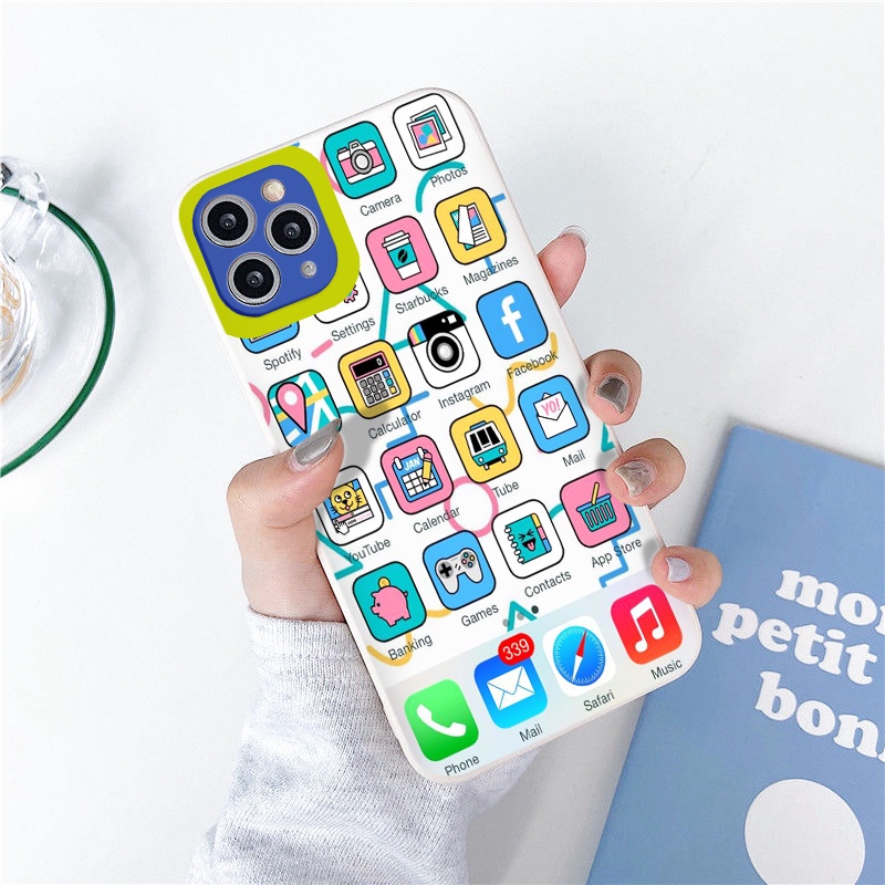 Ốp lưng iphone menu app  vuông dẻo ip 6splus/7/7plus/8/8plus/x/xr/xs/11/12/pro/max/plus/13promax tr119