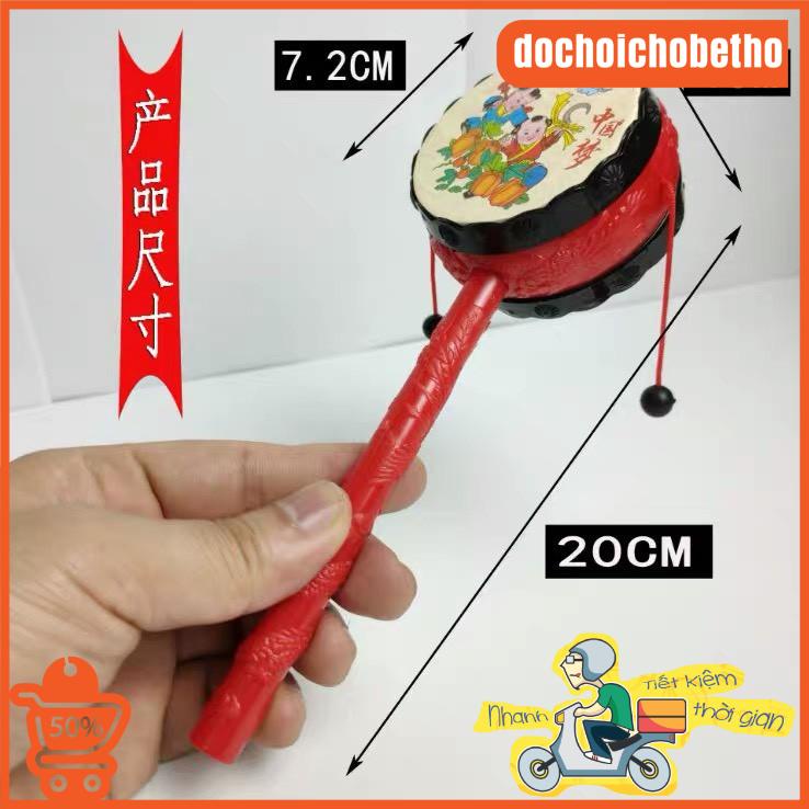 Đồ chơi xúc xắc trống bằng gỗ sinh động cho bé, Trống lắc cầm tay in hình đáng yêu cho bé