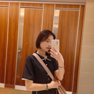 ORDER Váy phối ren cúc trước