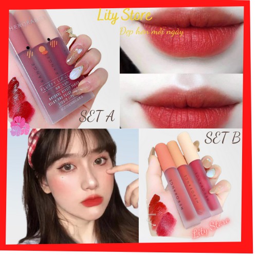 Son Herorange - Set Son Herorange 3 cây son kem siêu lì không lem, không trôi màu Herorange, Hàng đủ 2 set A, B. | BigBuy360 - bigbuy360.vn