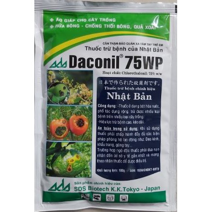 DACONIL 75WP gói 100 gram - Thuốc trừ nấm bệnh Daconil phòng trừ nhiều loại bệnh trên nhiều loại cây