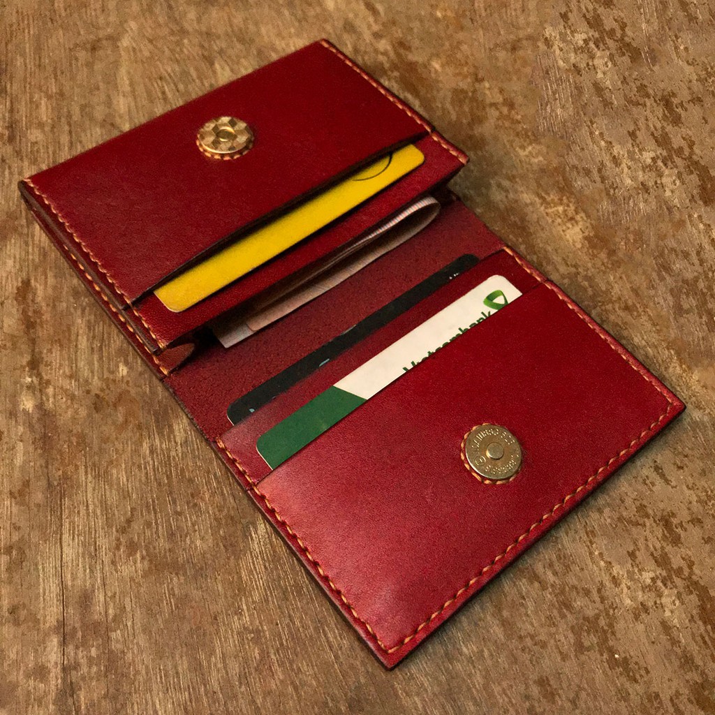 Ví nữ Mini màu Đỏ đô - Ví da handmade thủ công - Da thật nhập khẩu