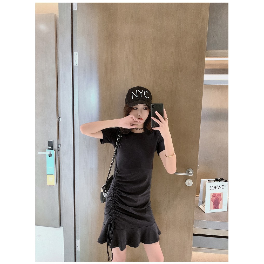 Đầm Midi Tay Ngắn Màu Trơn Phong Cách Hàn Quốc | BigBuy360 - bigbuy360.vn