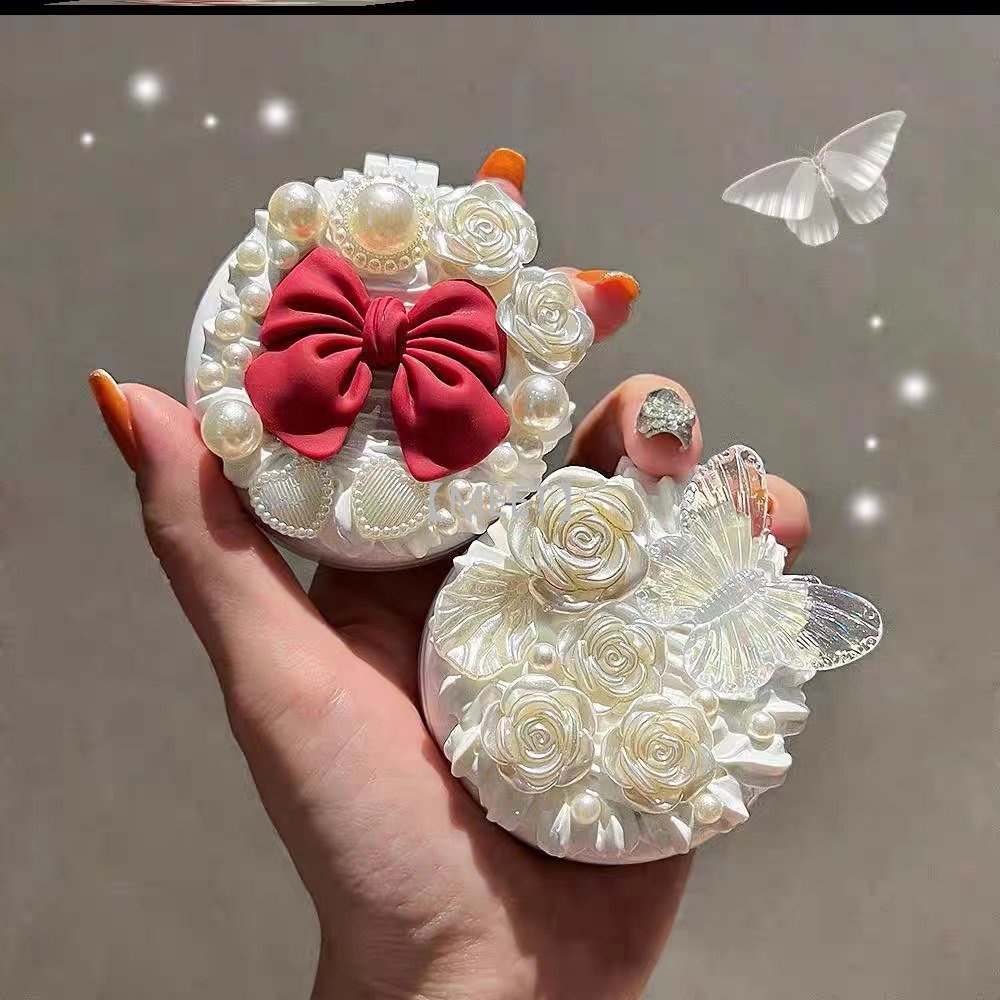 Bộ Gương Trang Điểm Họa Tiết Gấu Hoạt Hình DIY Bằng Nhựa Resin