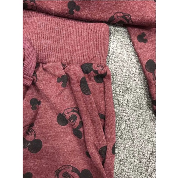 Bộ nỉ bông mỏng nhẹ Disney Mickey đỏ mận cho bé trai bé gái