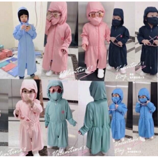 Aó chống nắng dài trẻ em,Áo nắng dài thân cho bé tặng kèm khẩu trang siêu kute chất liệu vải thông khí mát tránh nắng