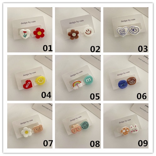 Set 2 Kẹp Tóc mini Họa Tiết Hoạt Hình Dễ Thương Cho Bé Gái