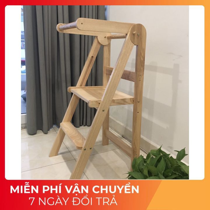 Ghế đứng bếp cho bé ⚡FREE SHIP⚡ Ghế gỗ sồi đứng bếp cao cấp cho bé BEBEWOOD - An toàn, Hiện đại