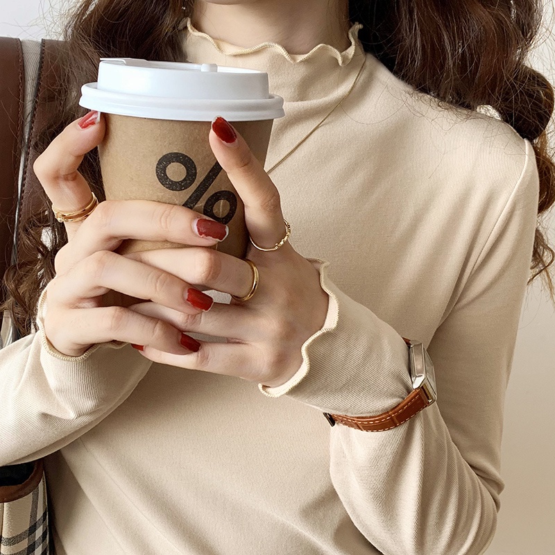 Áo Thun Trơn Tay Dài Viền Cong Mềm Mại Thoải Mái 46435