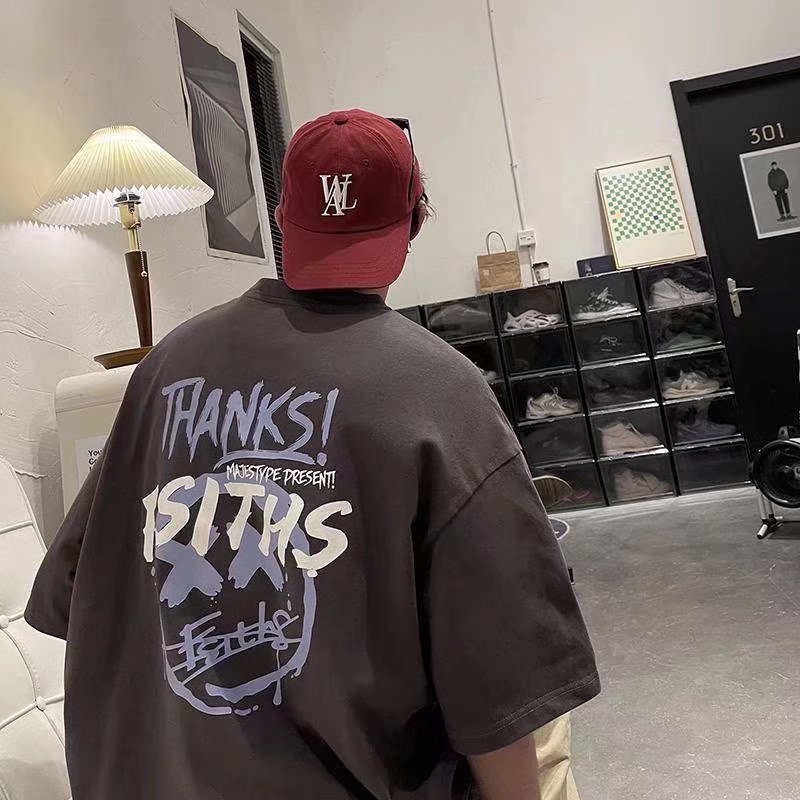 Áo Thun Tay Ngắn Dáng Rộng In Chữ Phong Cách Hip Hop Thời Trang Mùa Hè Cho Nam Và Nữ size M-8XL