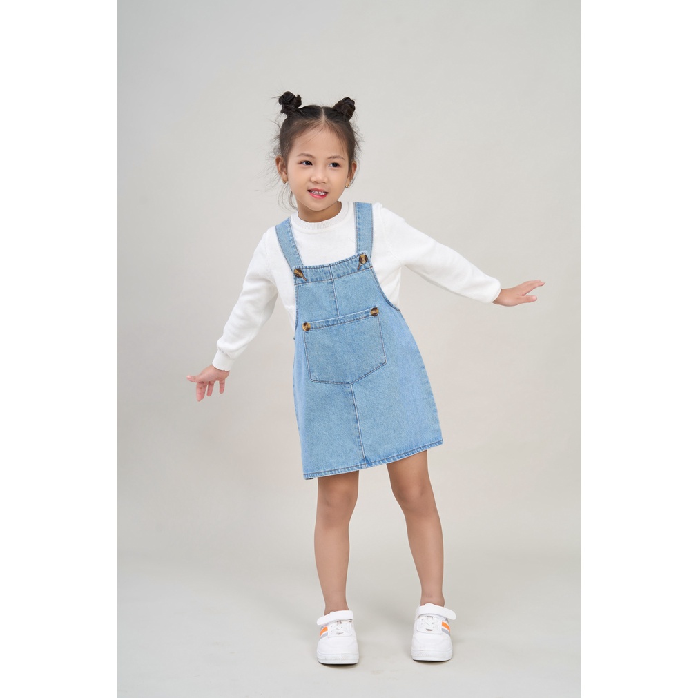 Yếm liền thân bé gái YODY chất liệu jeans dáng suông rộng có túi xinh xắn KID4341