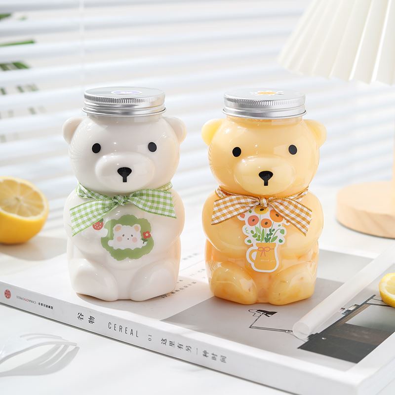 Chai Nhựa PET Gấu Trong Suốt Đựng Trà Sữa Nước Trái Cây Đồ Uống Đóng Gói Mang Đi By 2Hương Shop