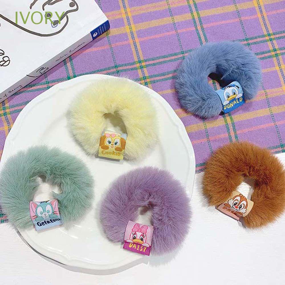 Dây buộc tóc co giãn đính chú sóc hoạt hình dễ thương phong cách Hàn Quốc cho nữ