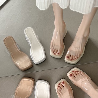 Dép Sandal Đế Xuồng Chống Trượt Quai Trong Suốt Thời Trang Đi Biển Mùa Hè