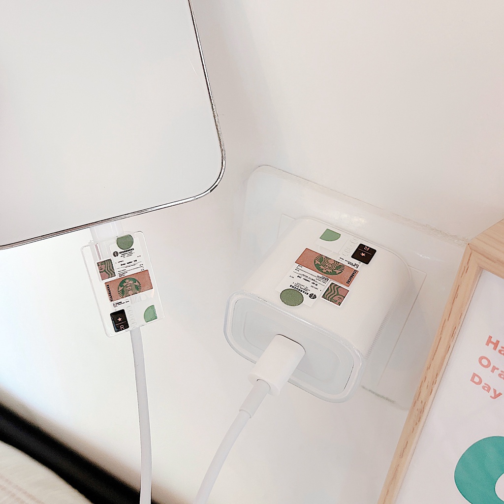 Set 2 vỏ bọc TPU mềm bảo vệ cốc sạc/ cáp dữ liệu USB chống trầy in hình gấu/ doraemon/ starbucks/ trái tim dễ thương