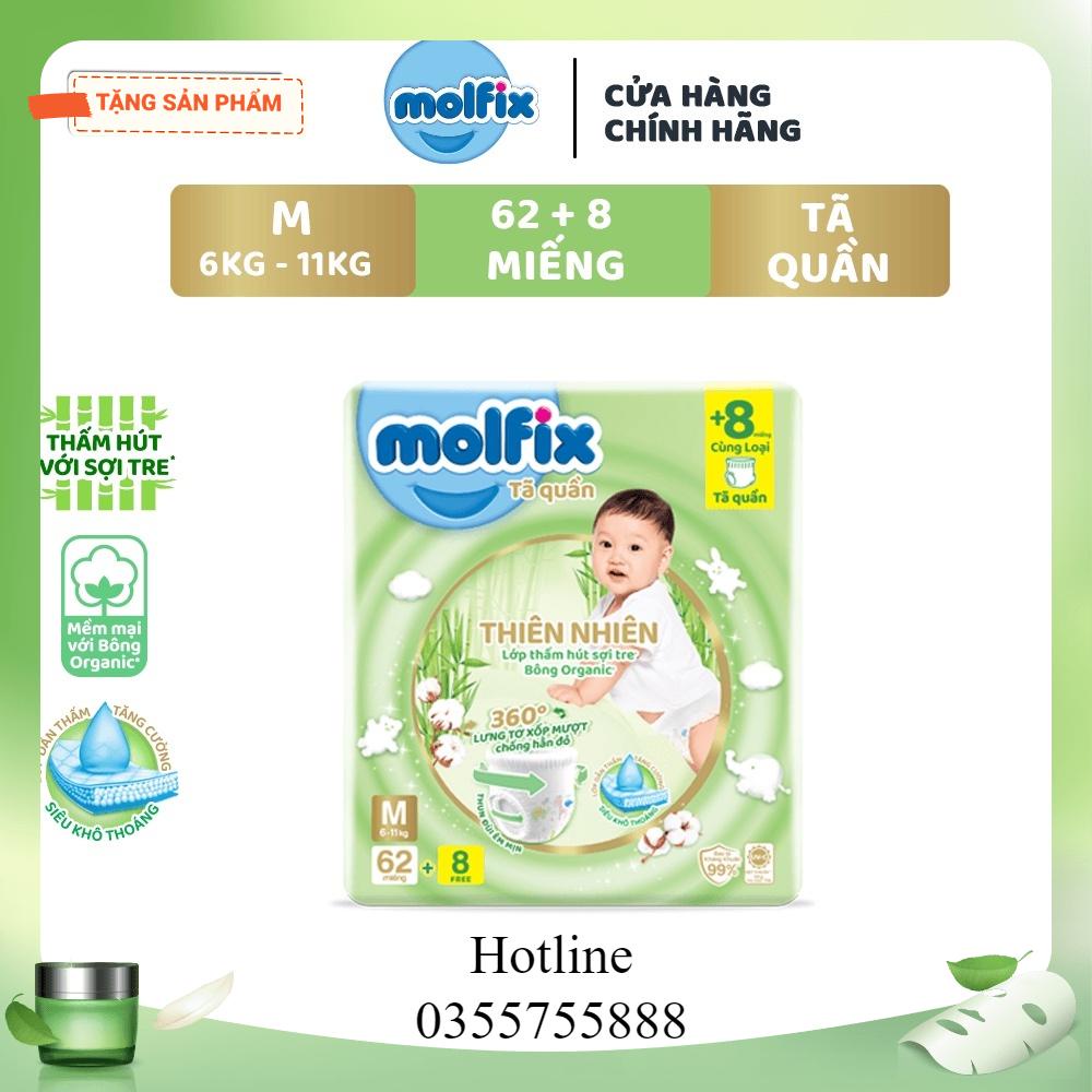 Tã/bỉm quần Molfix Thiên nhiên Super Jumbo M62/L54/XL48/XXL44