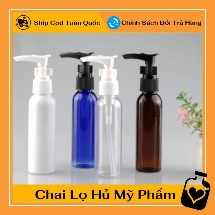 Chai Chiết Mĩ Phẩm ❤ TOP GIÁ RẺ ❤ Chai nhựa pet vòi nhấn sữa tắm 50ml,100ml chiết mỹ phẩm , , phụ kiện du lịch