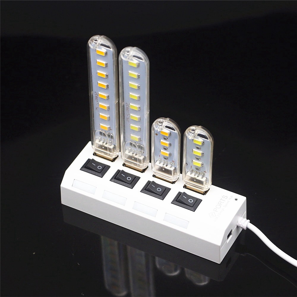 Thanh đèn LED usb siêu sáng mini gồm 3/8 bóng thích hợp để bàn học