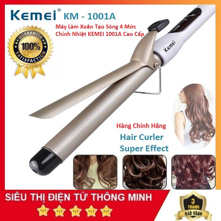 Máy Làm Xoăn Tóc, Máy Tạo Sóng Tóc 4 Mức Chỉnh Nhiệt KEMEI 1001A Chính Hãng