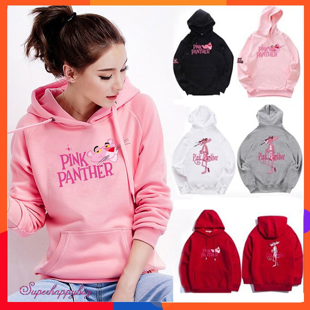 Áo Hoodies tay dài hoạ tiết chú báo hồng thiết kế đáng yêu cho phái nữ