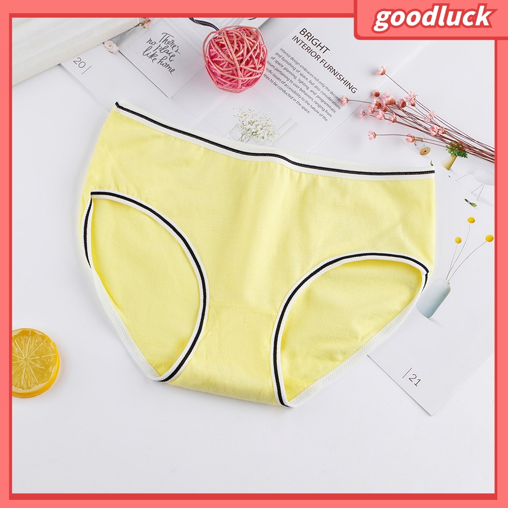 Quần lót cotton lưng thấp thoáng khí màu trơn kiểu dáng dễ thương cho nữ