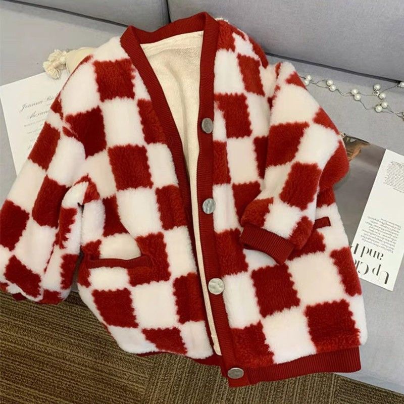 2023 Áo Khoác Bóng Chày Bằng Len Kẻ Caro Đỏ Phiên Bản Hàn Quốc Cao Cấp Cho Nữ Unifor