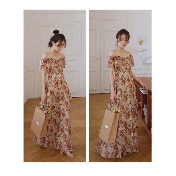 ẢNH THẬT SHOP CHỤP/  Đầm voan hoa vintage