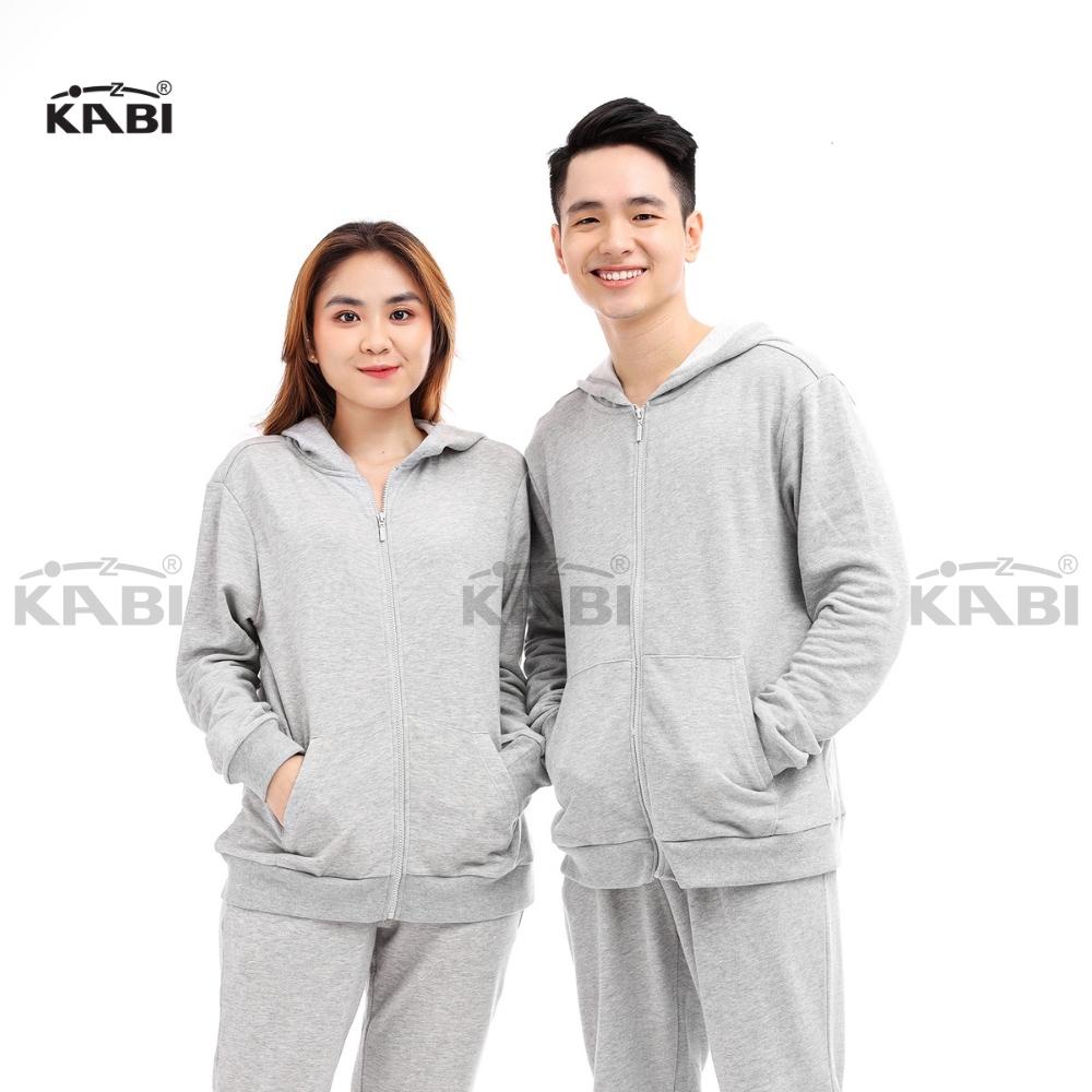 Đồ bộ áo khoác nam hoodie KABI xám trơn đồ thu đông thun cotton nỉ có dây kéo