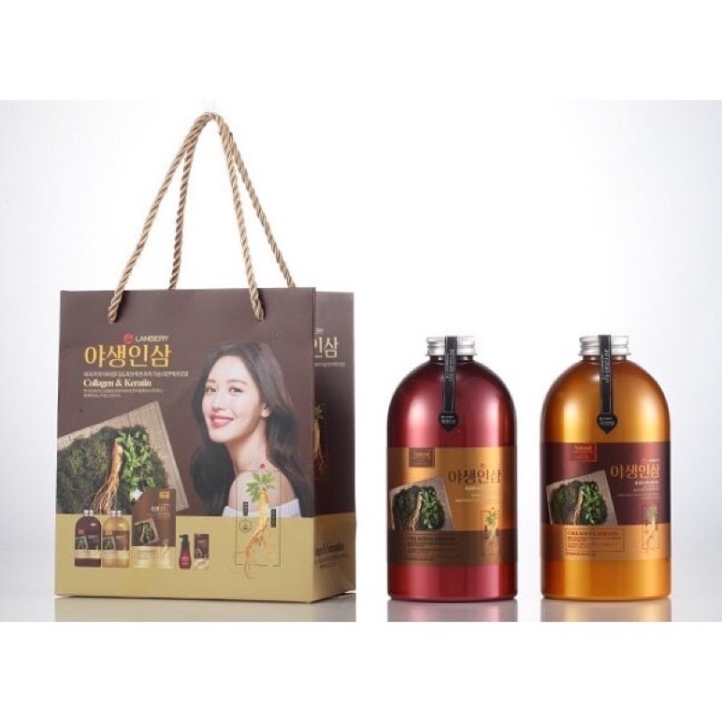 CẶP DẦU GỘI XẢ CỦ SÂM CHỨA KERATIN-COLLAGEN HÀN QUỐC 800MLX2