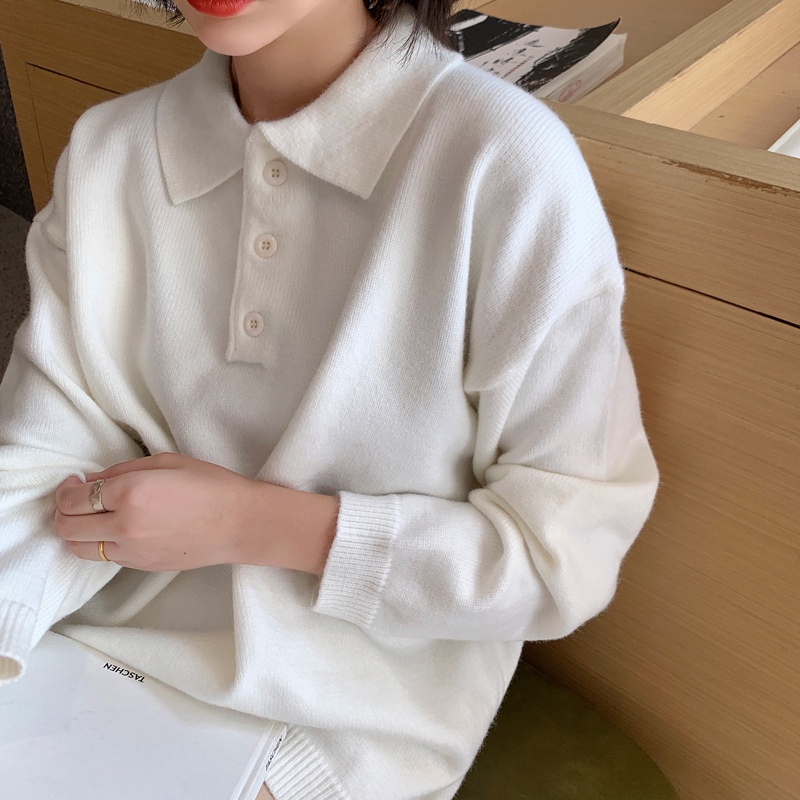 Áo len nữ Pure Cube tay dài có cổ thời trang Hàn Quốc