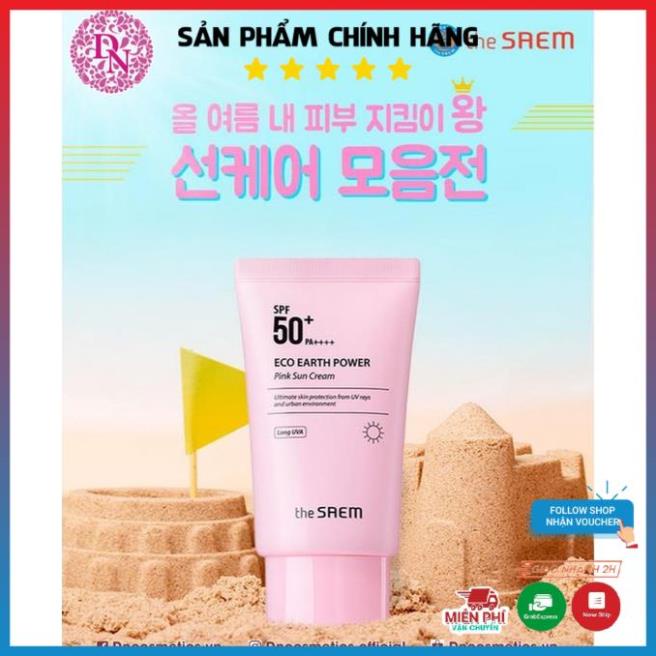 [CHÍNH HÃNG] Kem chống nắng The Saem Eco Earth Pink Sun Cream 50g + Kem chống nắng Pink 50g | BigBuy360 - bigbuy360.vn