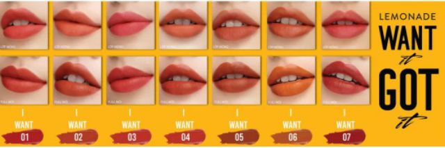 [Xả Lỗ]Son Kem Lì Nhẹ Môi Lemonade Want It Got It Lip cream 5g
