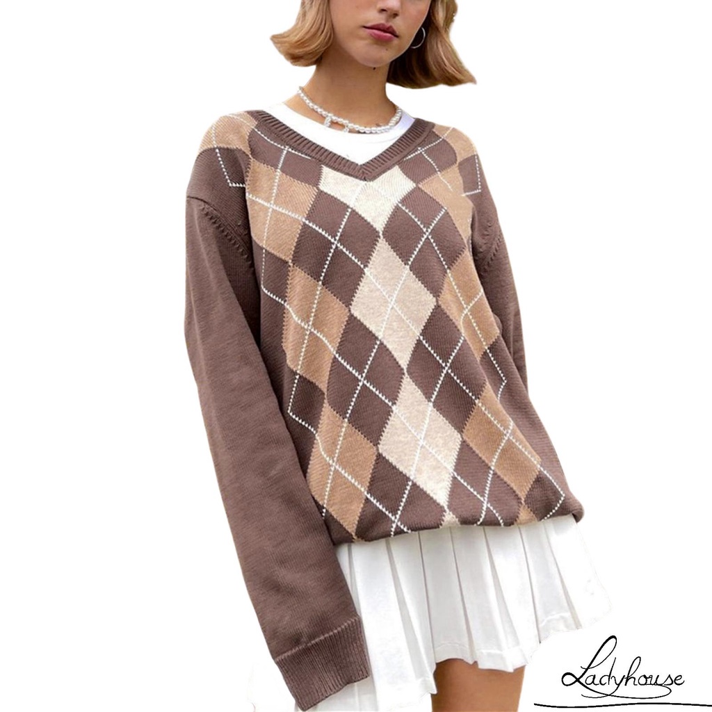 Áo Len Tay Dài Cổ Chữ V Màu Sắc Thời Trang Cho Nữ