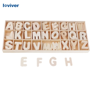 Loviver Unpainted 156x Chữ cái bằng gỗ có khay đựng quà tặng cho trẻ em